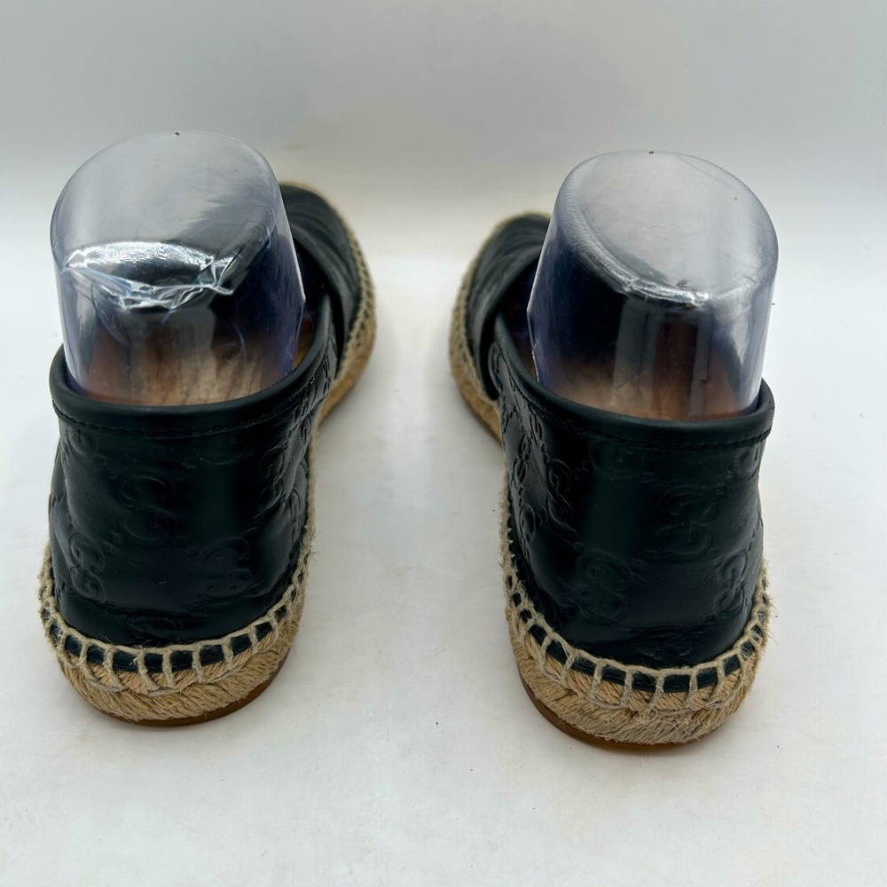 GUCCI  Signature GG Leather Espadrilles Flats Women’s US 7 1/2 Black, GUCCISSIMA - Picture 13 of 16